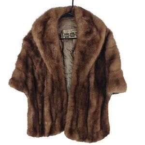 Vintage Brown Mink Fur Stole Wrap Cape By Carson Pirie Scott Size Medium Large